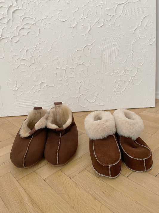 Bottes en peau de mouton naturelle pour adultes - Marron
