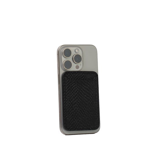 Portefeuille en cuir compatible MagSafe - Imprimé serpent gaufré